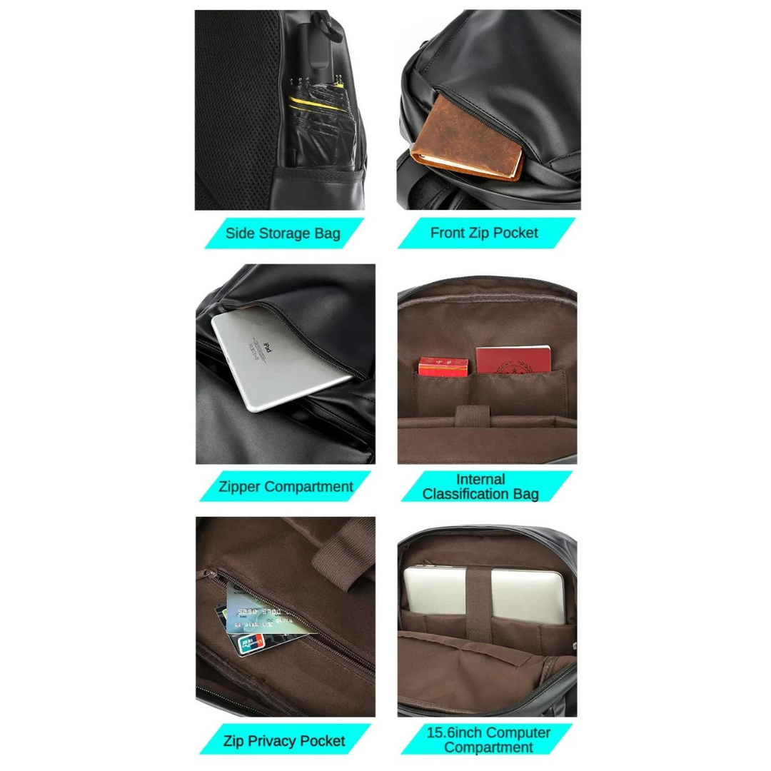 Mochila de cuero impermeable para hombre 