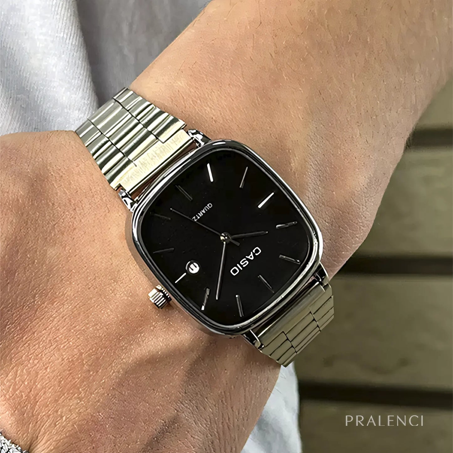 Reloj de lujo de 36 mm con esfera blanca - Resistente al agua | Acero transferido