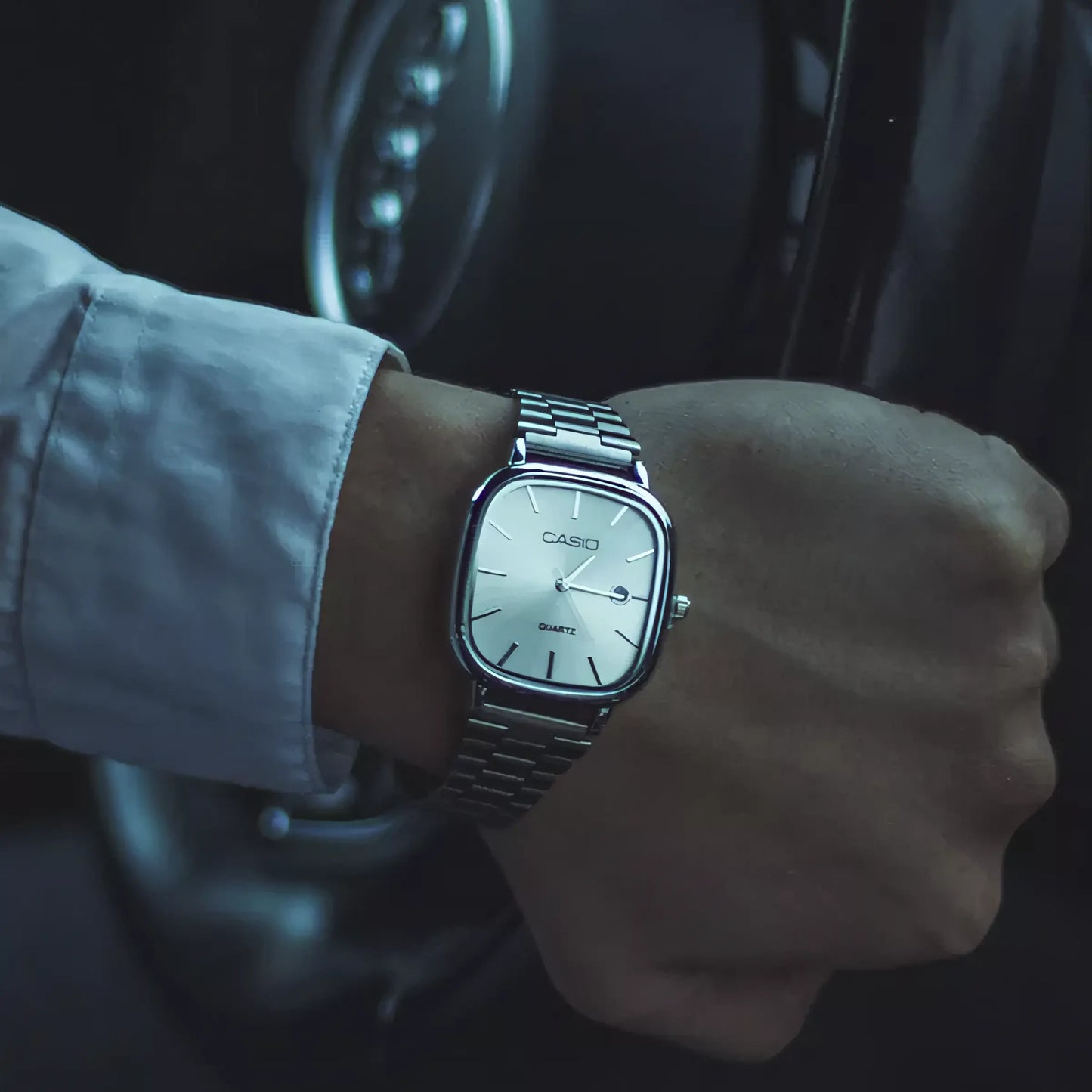 Reloj de lujo de 36 mm con esfera blanca - Resistente al agua | Acero transferido