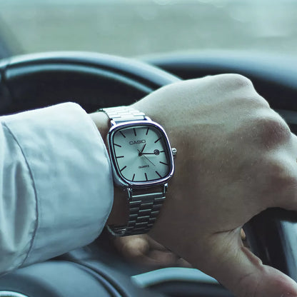 Reloj de lujo de 36 mm con esfera blanca - Resistente al agua | Acero transferido