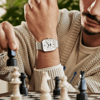Reloj Lunar de 36 mm con esfera blanca - Resistente al agua | Acero inoxidable