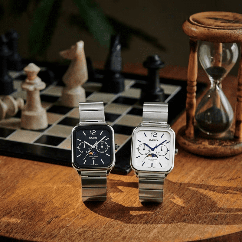 Reloj Lunar de 36 mm con esfera blanca - Resistente al agua | Acero inoxidable