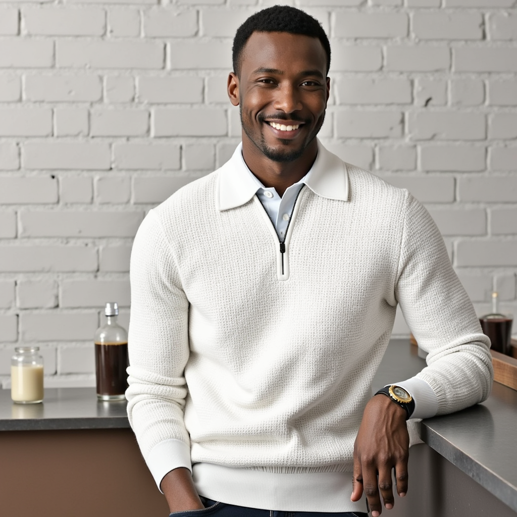 Hampton - Polo con media cremallera y diseño de gofre